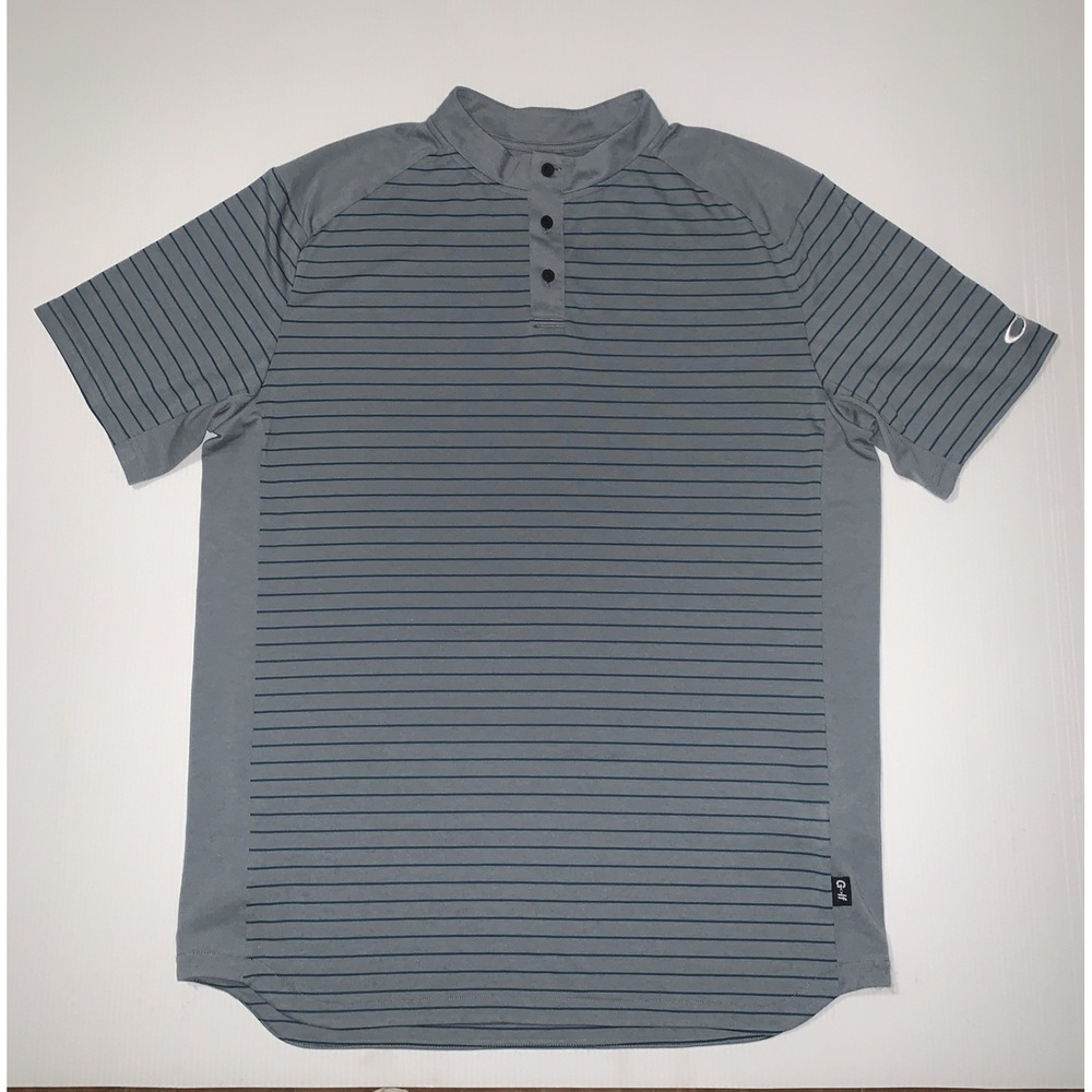 Oakley Polo Shirt Dark Slate Fringe Stripe Hydrolix Golf Regular Fit Mens XL